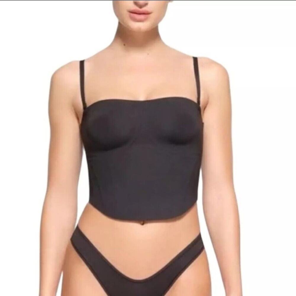 SKIMS Black Strapless Longline Bustier Top
